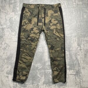 CSG Champs Mens Camouflage Cargo Pants Black Side Stripe Drawstring Size 3XL